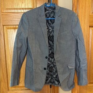 Express Photographer Fitted Gray Blazer Coat Black Paisley Interior Men’s 36R